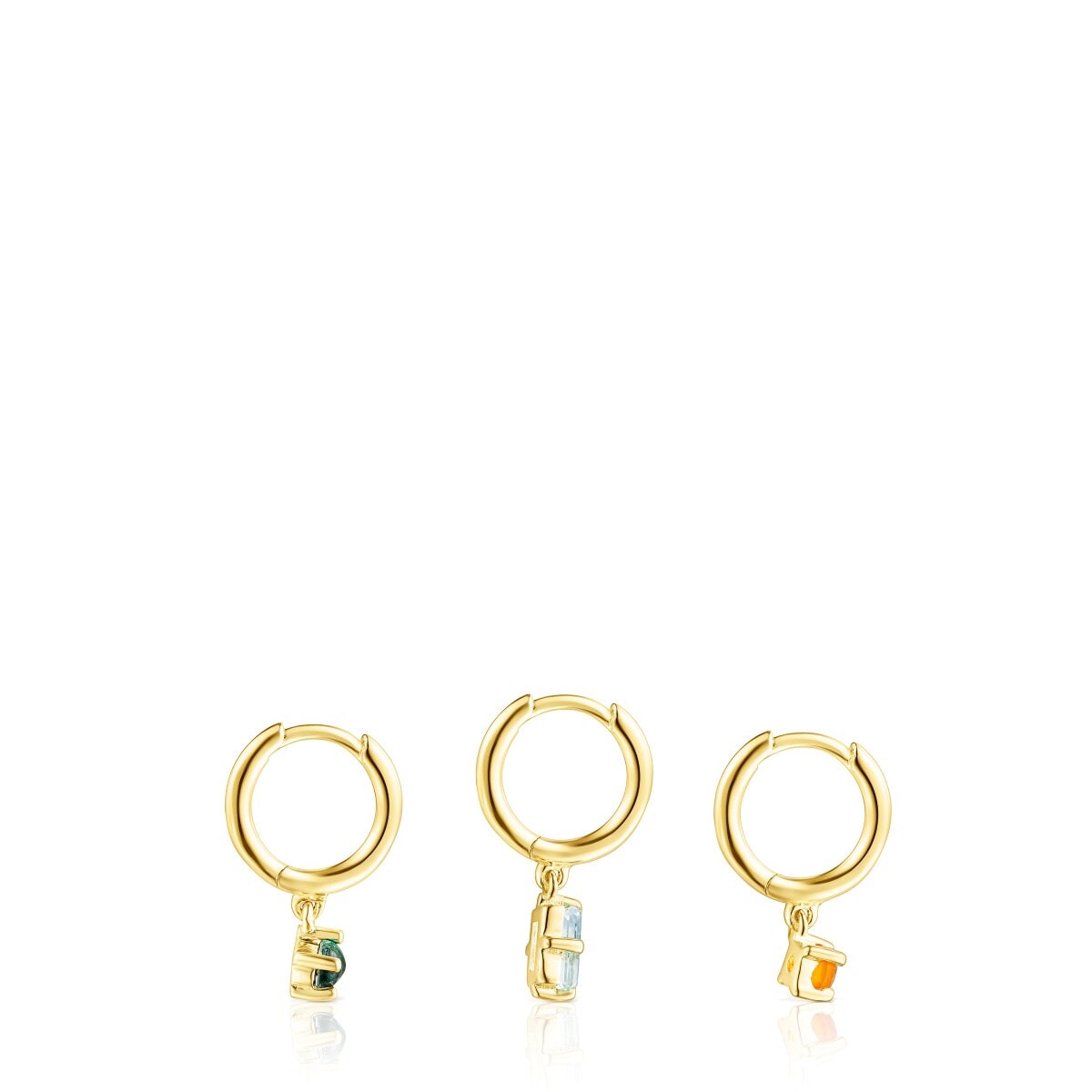 Set of Silver Vermeil TOUS Good Vibes Earrings with Gemstones