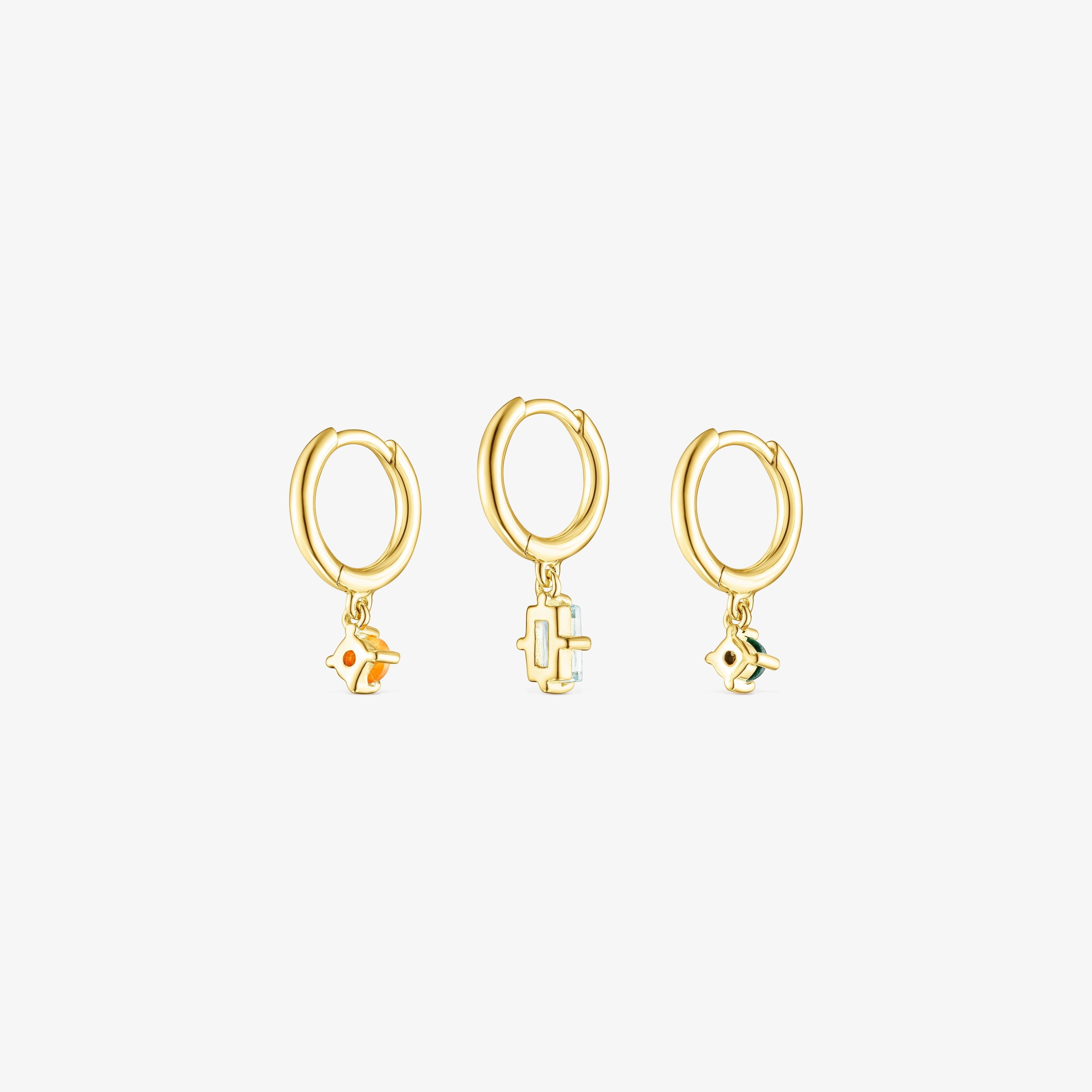 Set of 18K gold vermeil TOUS Good Vibes Earrings with Gemstones
