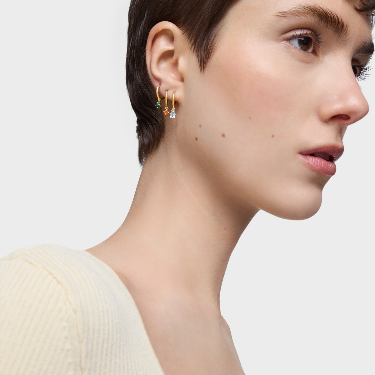 Set of Silver Vermeil TOUS Good Vibes Earrings with Gemstones