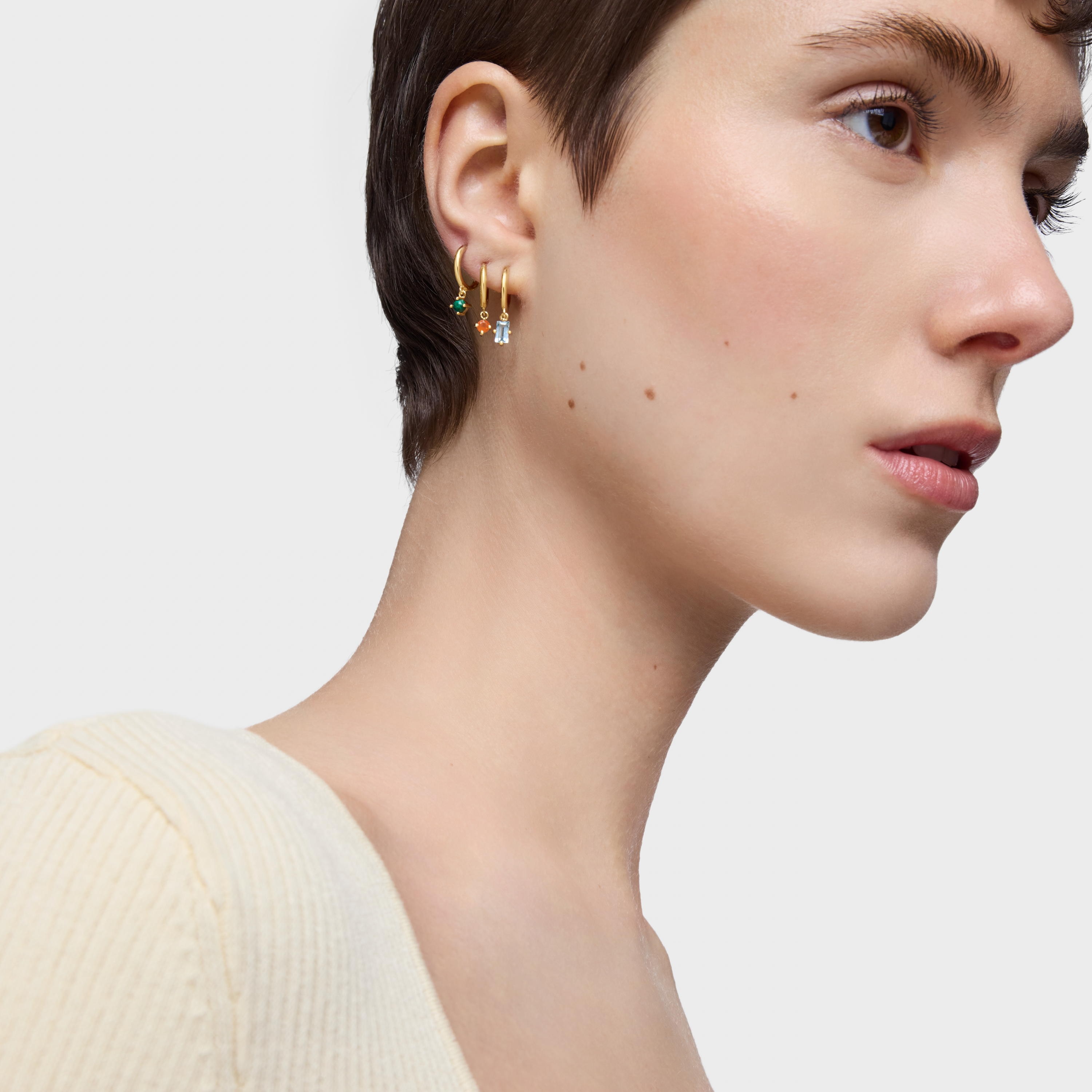 Set of Silver Vermeil TOUS Good Vibes Earrings with Gemstones