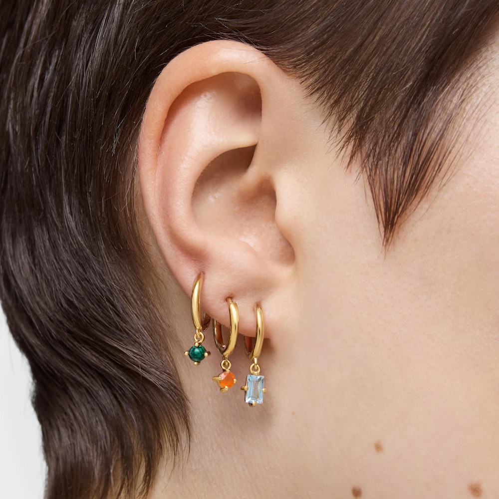 Pack de Pendientes con ba&ntilde;o de oro 18 kt sobre plata y gemas TOUS Good Vibes