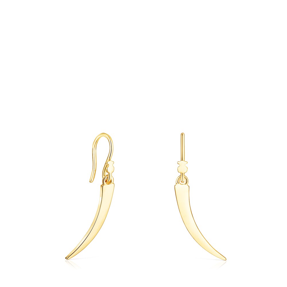 Aretes cortos TOUS Good Vibes cuerno con baño de oro 18 kt sobre plata image number 0