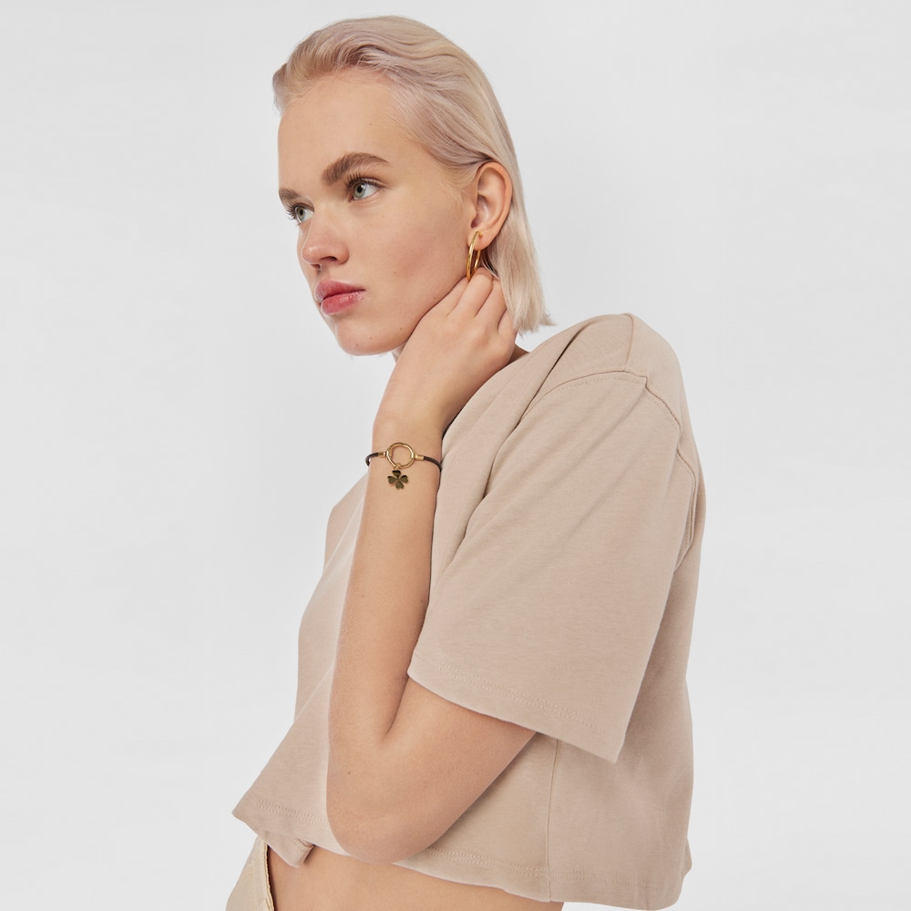 Penjoll tr&egrave;vol amb bany d'or 18 kt sobre plata Good Vibes