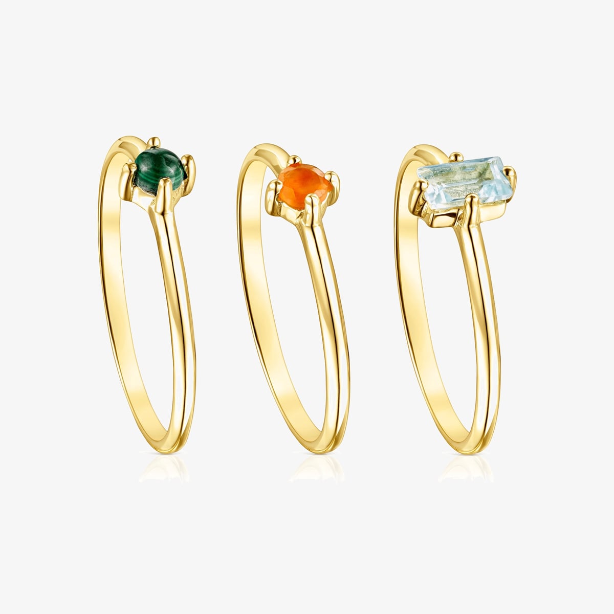 Tous - Pack De Anillos De Plata Vermeil Y Gemas Tous Good Vibes Talla 19