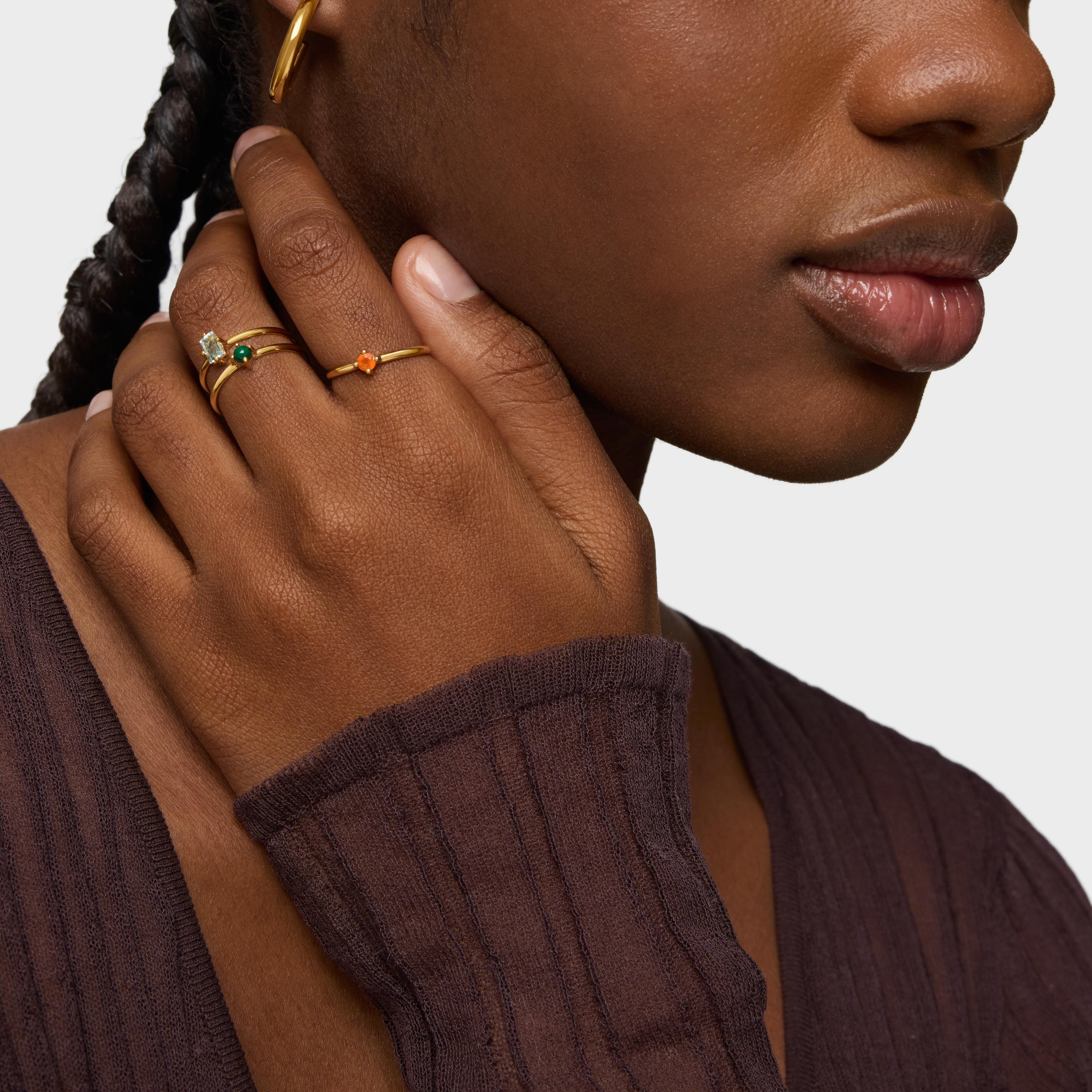Set of 18K gold vermeil TOUS Good Vibes Rings with Gemstones