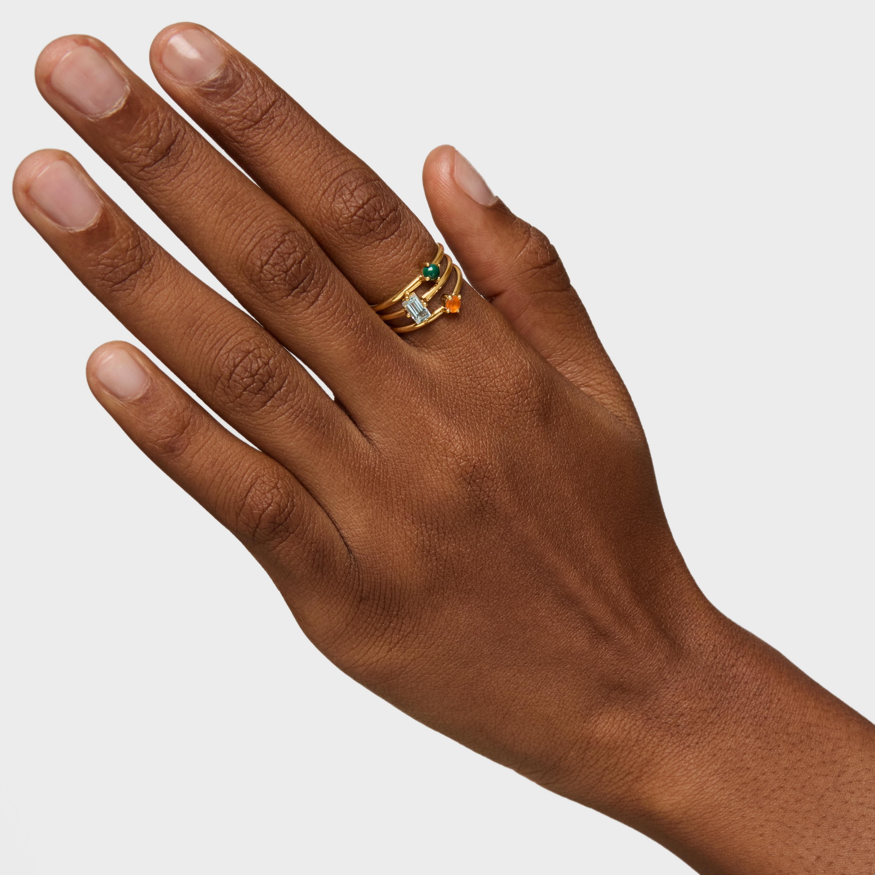 Set of Silver Vermeil TOUS Good Vibes Rings with Gemstones