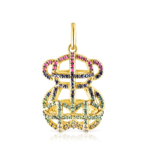 Pingente grande Costura em Prata vermeil e Pedras preciosas