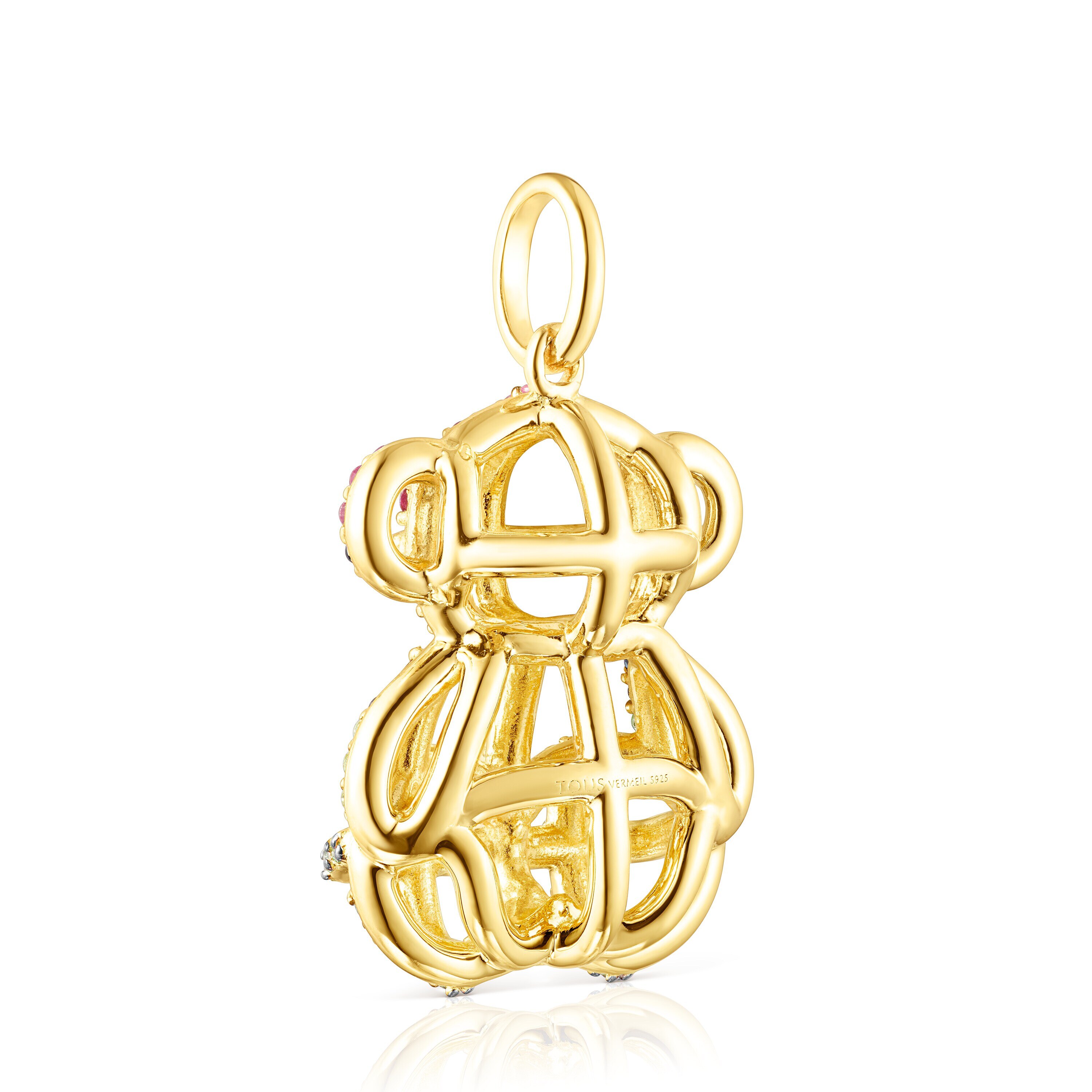 Large 18K gold vermeil Costura Pendant with Gemstones