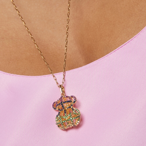 Pingente grande Costura em Prata vermeil e Pedras preciosas