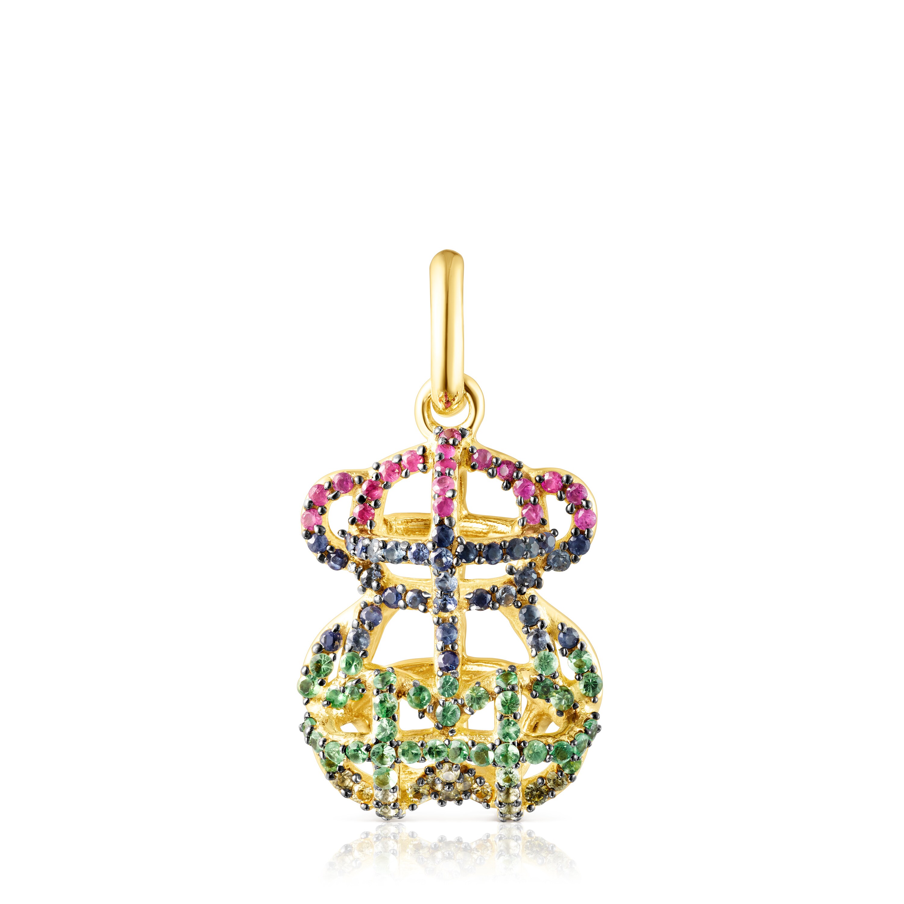 18K gold vermeil Costura Pendant with Gemstones