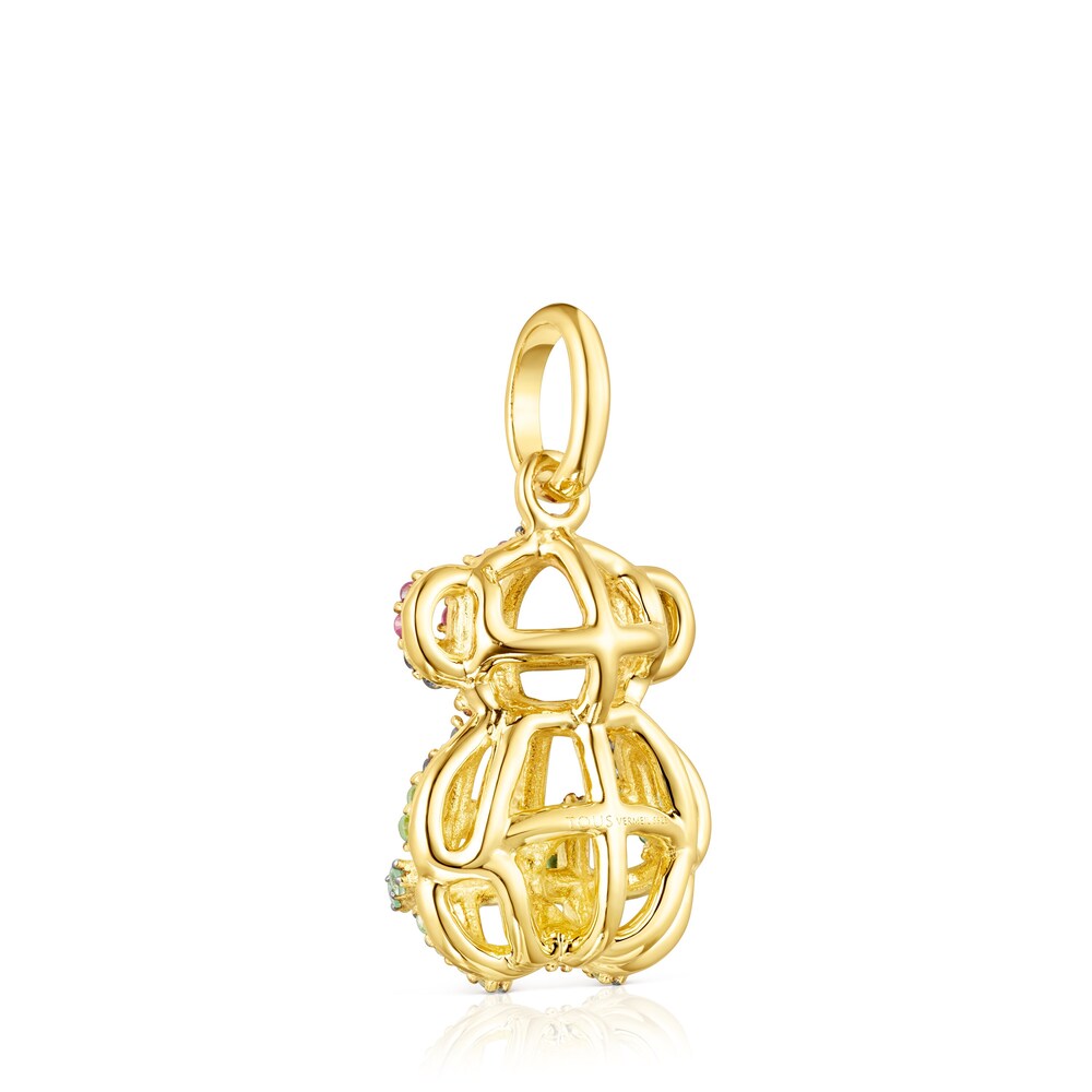 Small 18K gold vermeil Costura Pendant with Gemstones