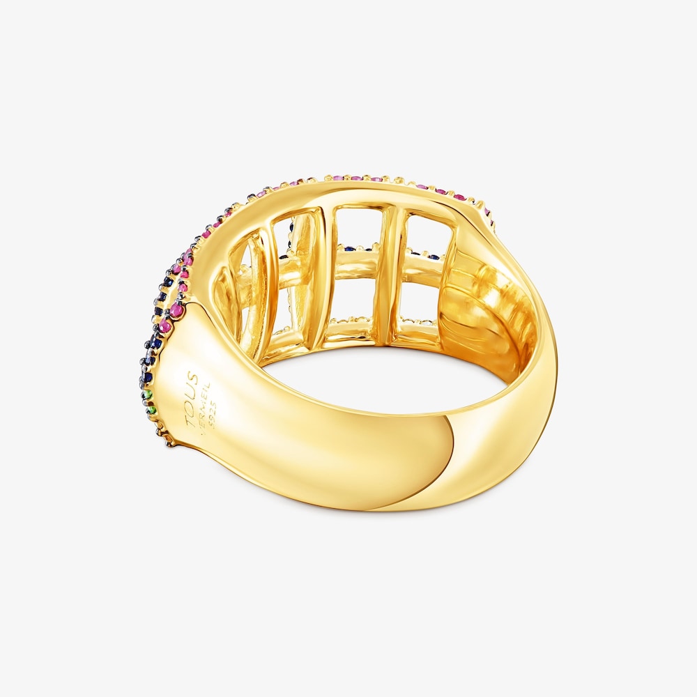 18K gold vermeil Costura Ring with Gemstones