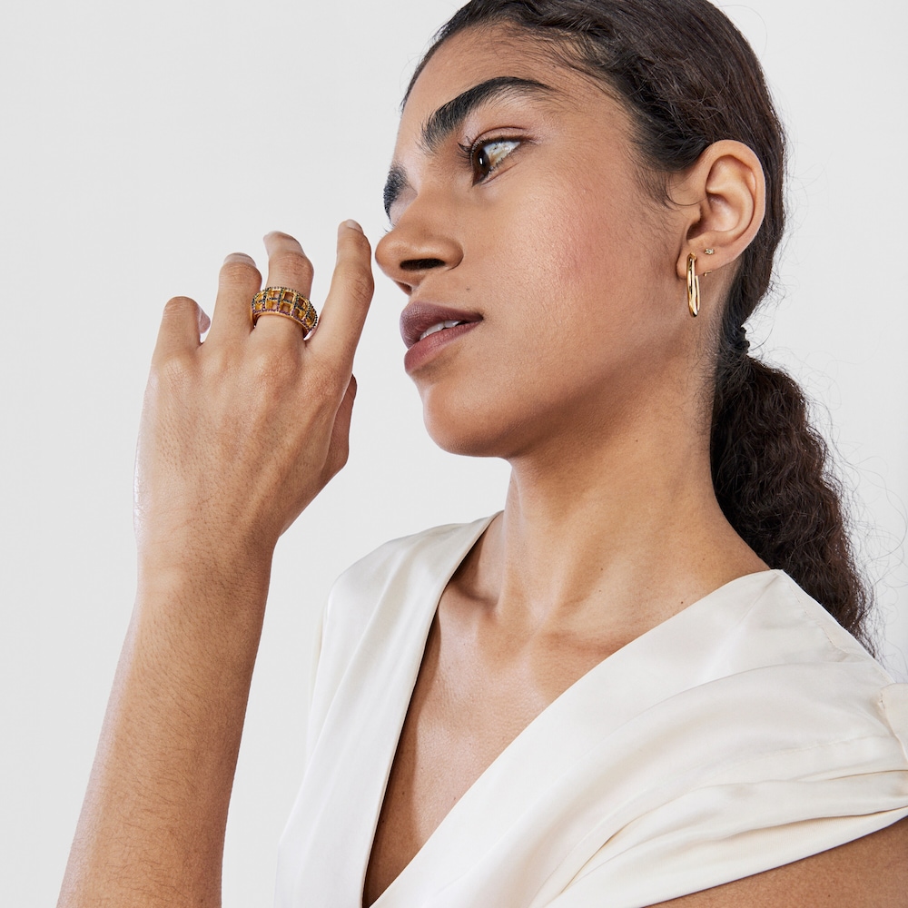 18K gold vermeil Costura Ring with Gemstones