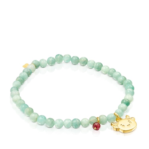 Pulsera con ba&ntilde;o de oro 18 kt sobre plata y amazonitas buey TOUS Chinese New Year