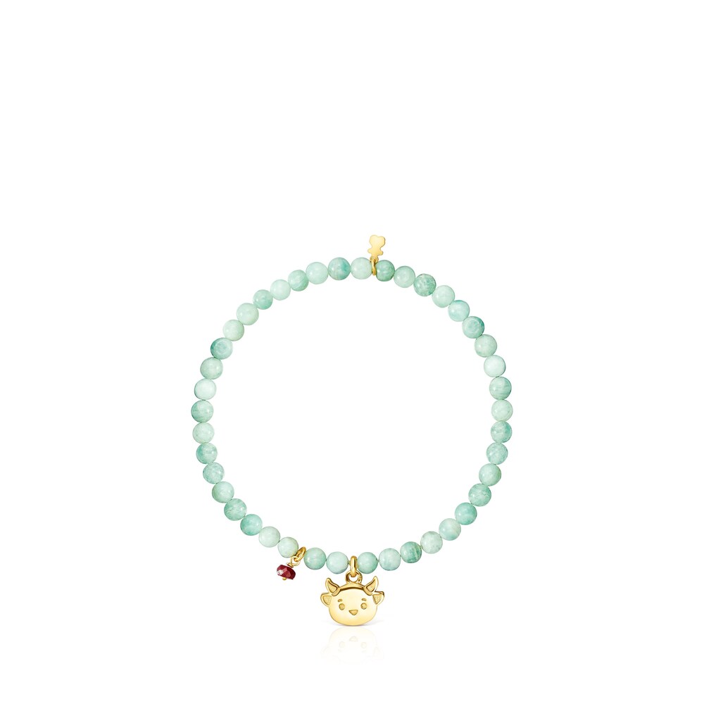 Pulsera con ba&ntilde;o de oro 18 kt sobre plata y amazonitas buey TOUS Chinese New Year