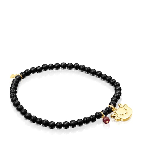 Chinese New Year Ox Bracelet in Vermeil silver and Onyx image number 0