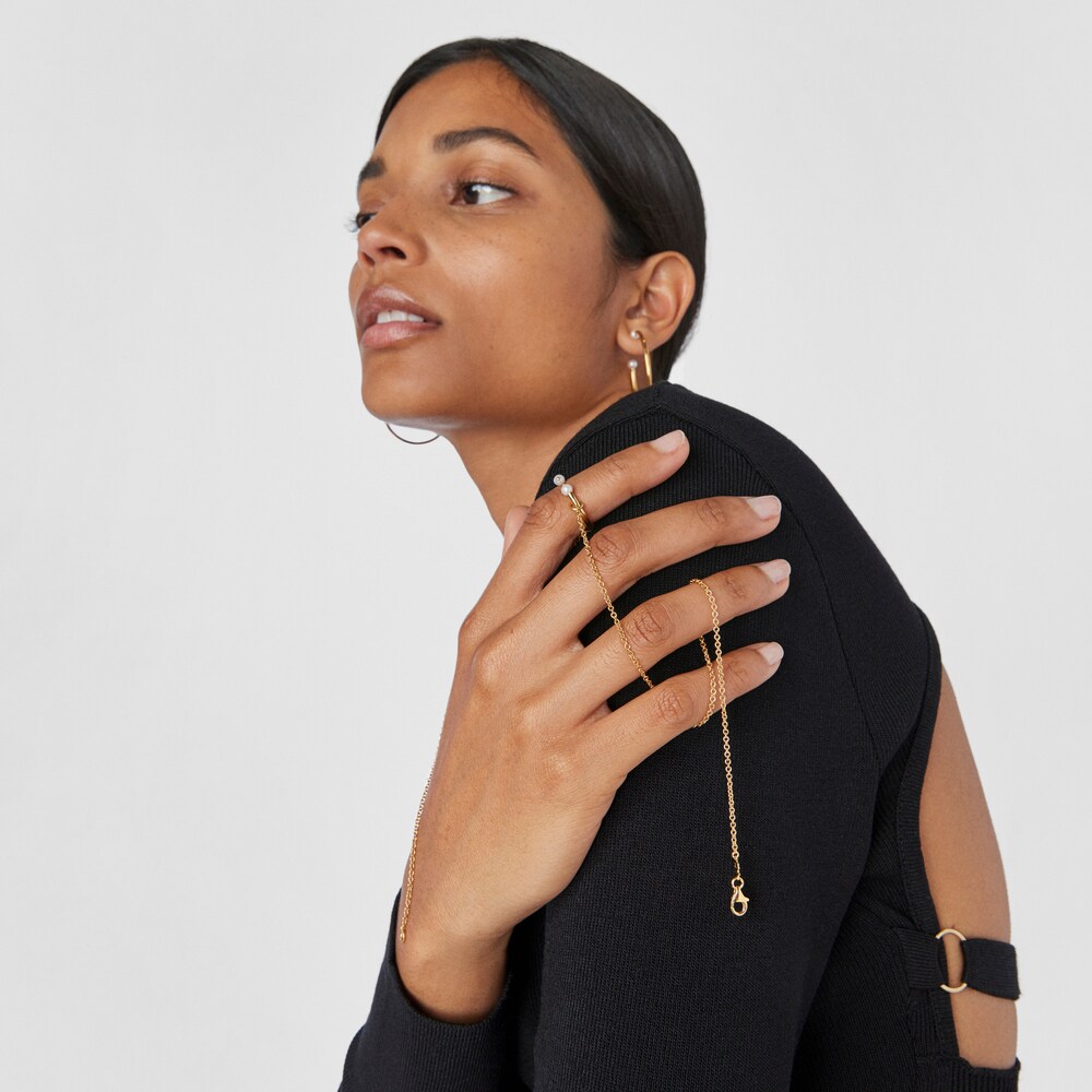 Collar con ba&ntilde;o de oro 18 kt sobre plata y perlas 50 cm Batala