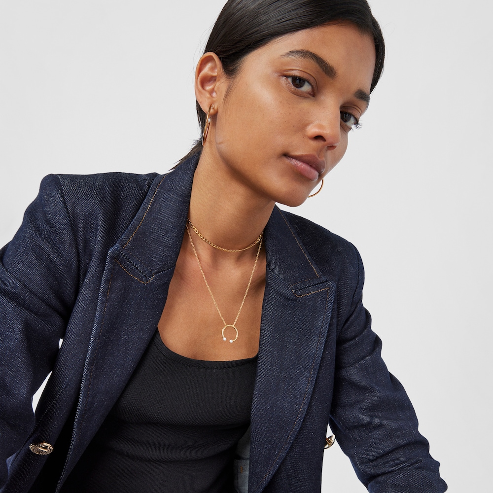 Collar con ba&ntilde;o de oro 18 kt sobre plata y perlas 50 cm Batala