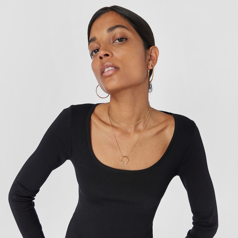 Collar con ba&ntilde;o de oro 18 kt sobre plata y perlas 50 cm Batala