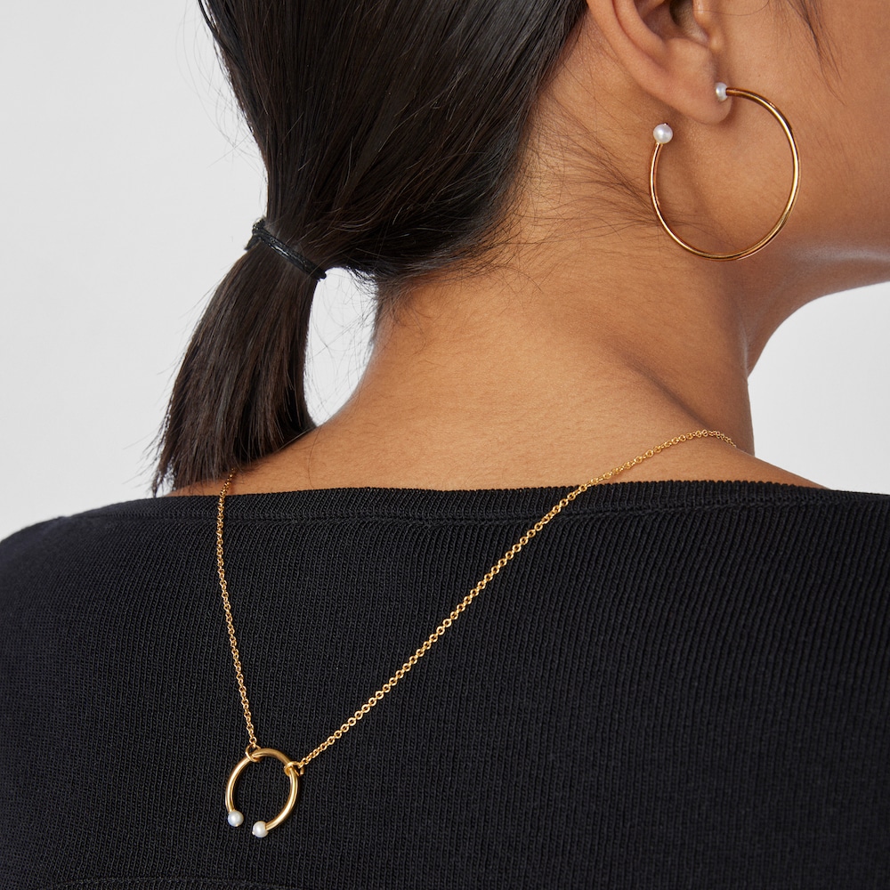 Collar con ba&ntilde;o de oro 18 kt sobre plata y perlas 50 cm Batala