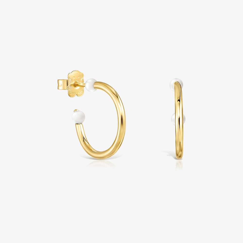 Small Batala Earrings in 18K gold vermeil with Pearl