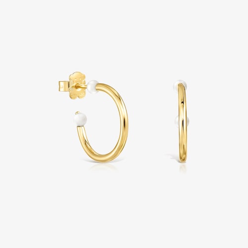 Small Batala Earrings in 18K gold vermeil with Pearl