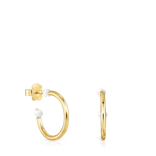 Small Batala Earrings in Silver Vermeil with Pearl image number 0