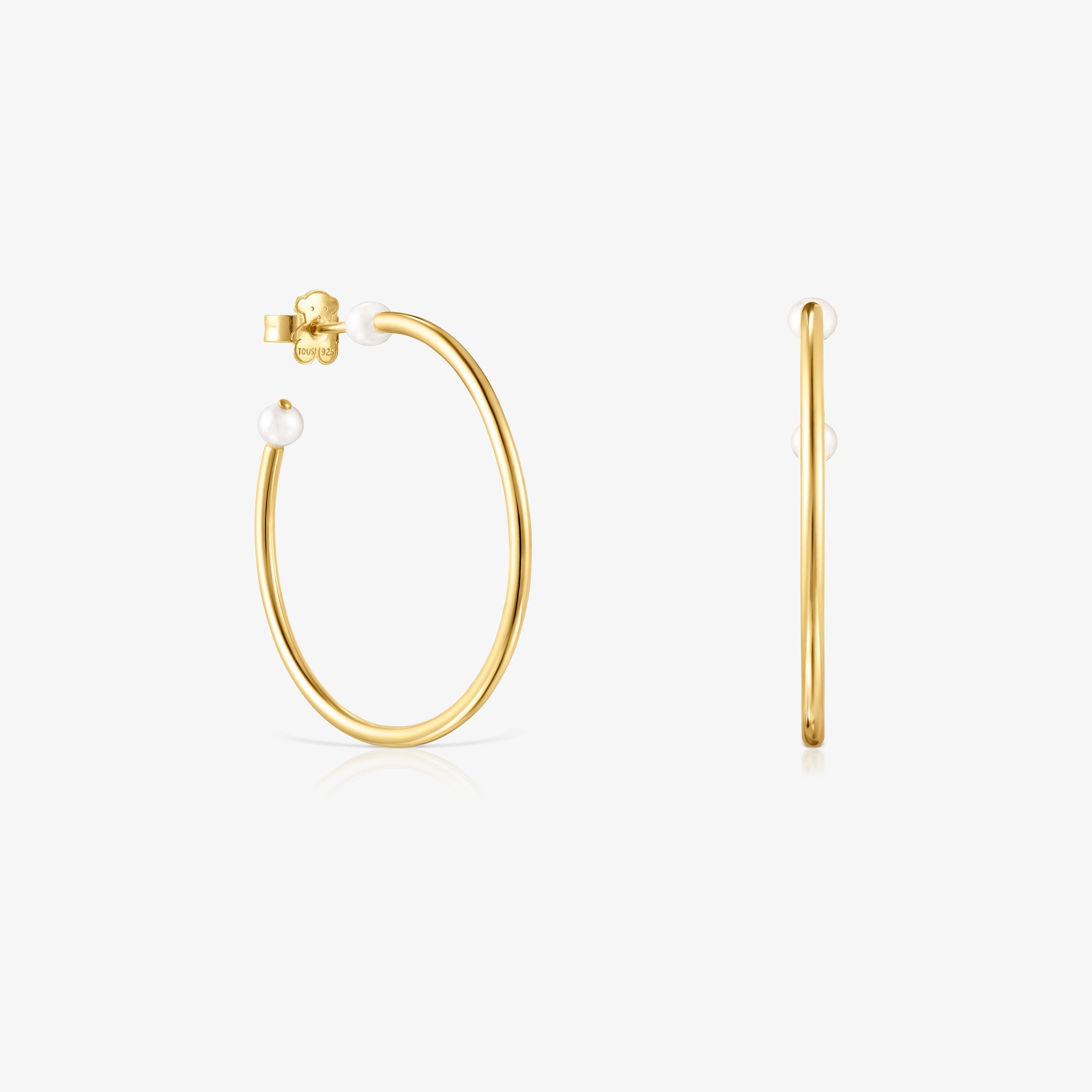 Large Batala Earrings in 18K gold vermeil with Pearl
