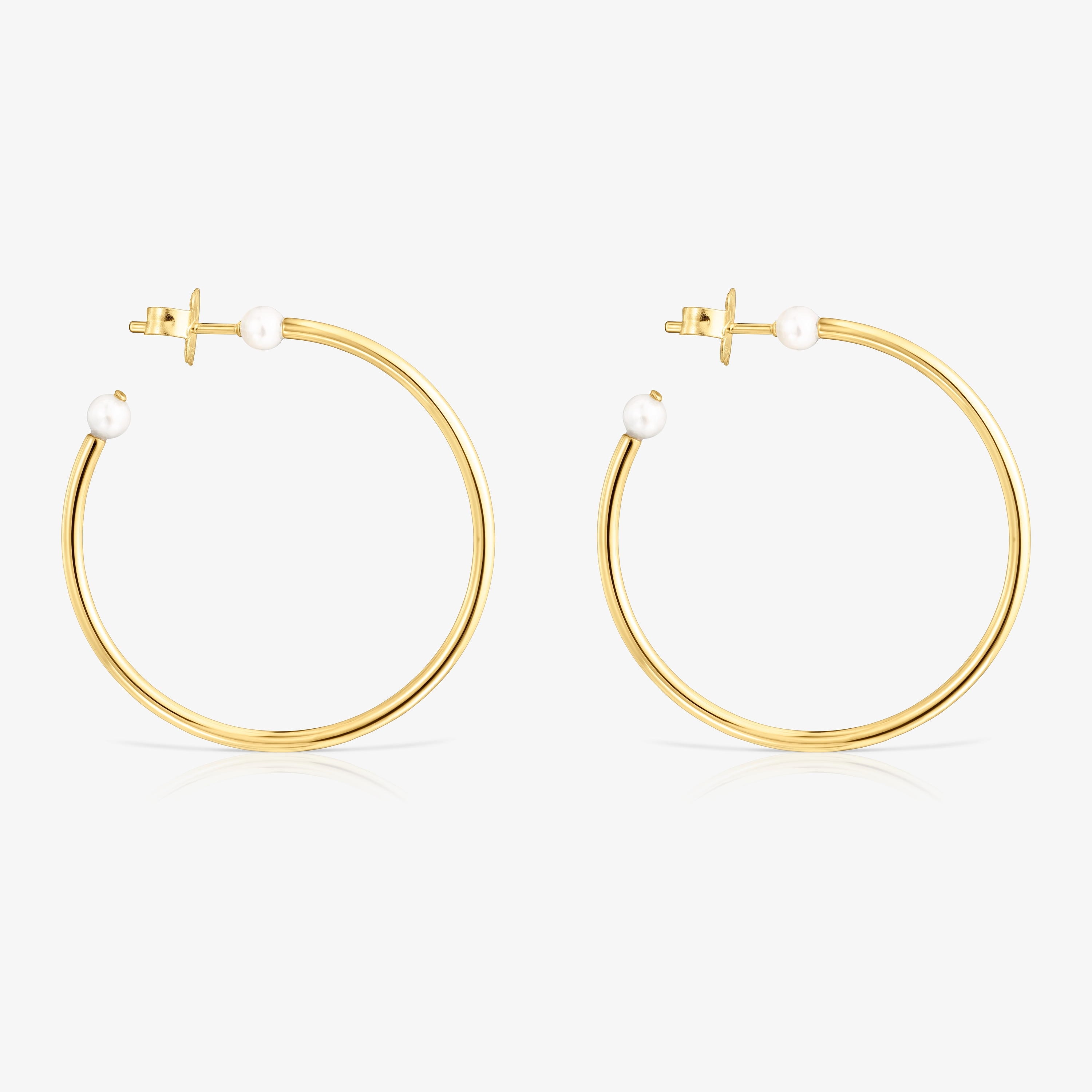 Large Batala Earrings in 18K gold vermeil with Pearl