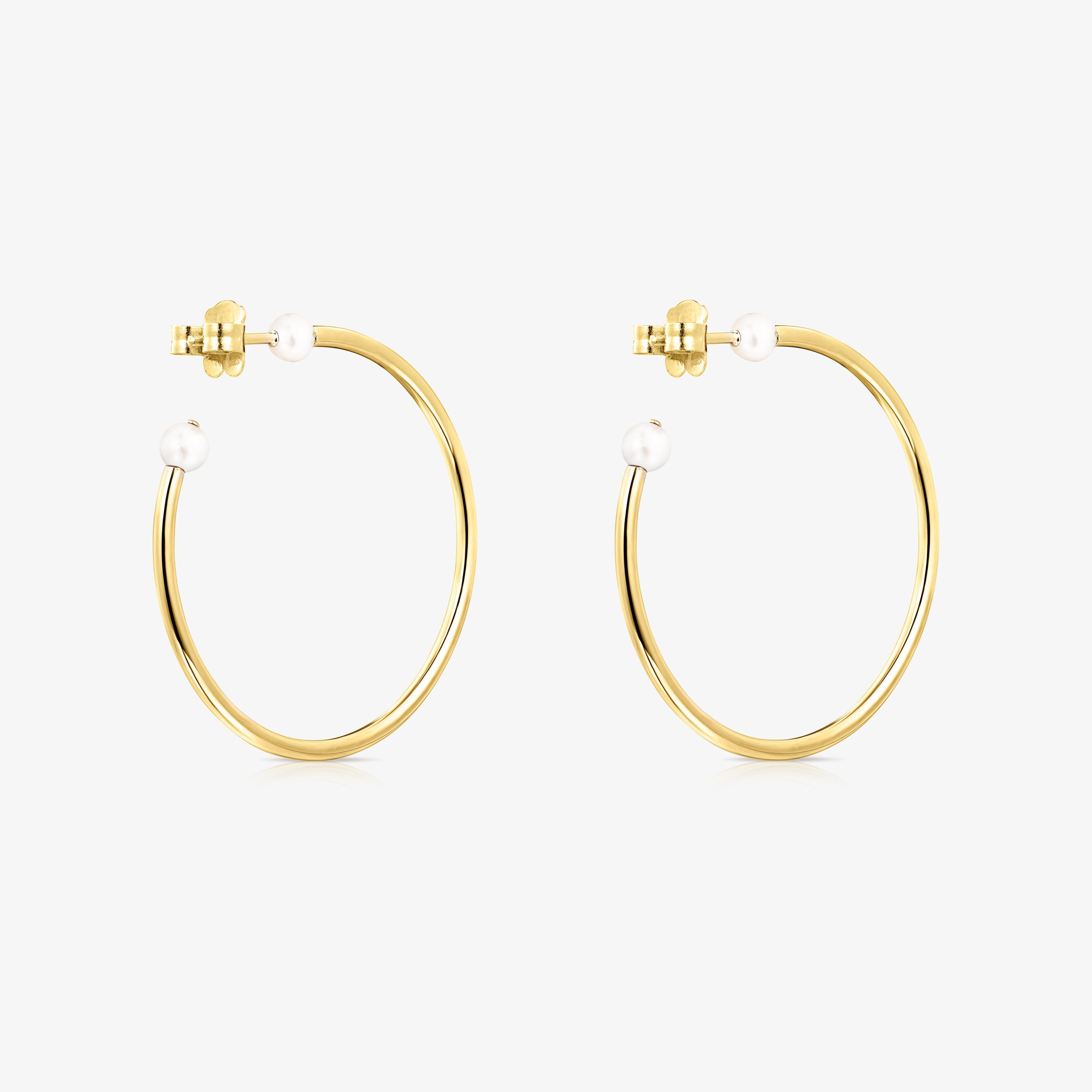 Large Batala Earrings in 18K gold vermeil with Pearl