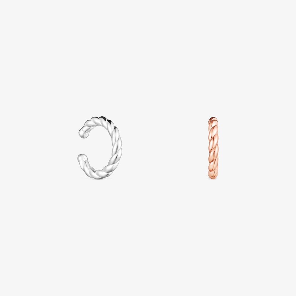 Pack Earcuff Braid de Plata y Plata ba&ntilde;o de oro rosa 18 kt sobre plata