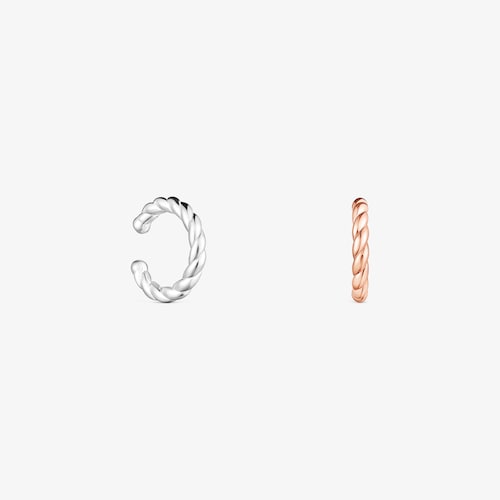 Pack Earcuff Braid de Plata y Plata ba&ntilde;o de oro rosa 18 kt sobre plata