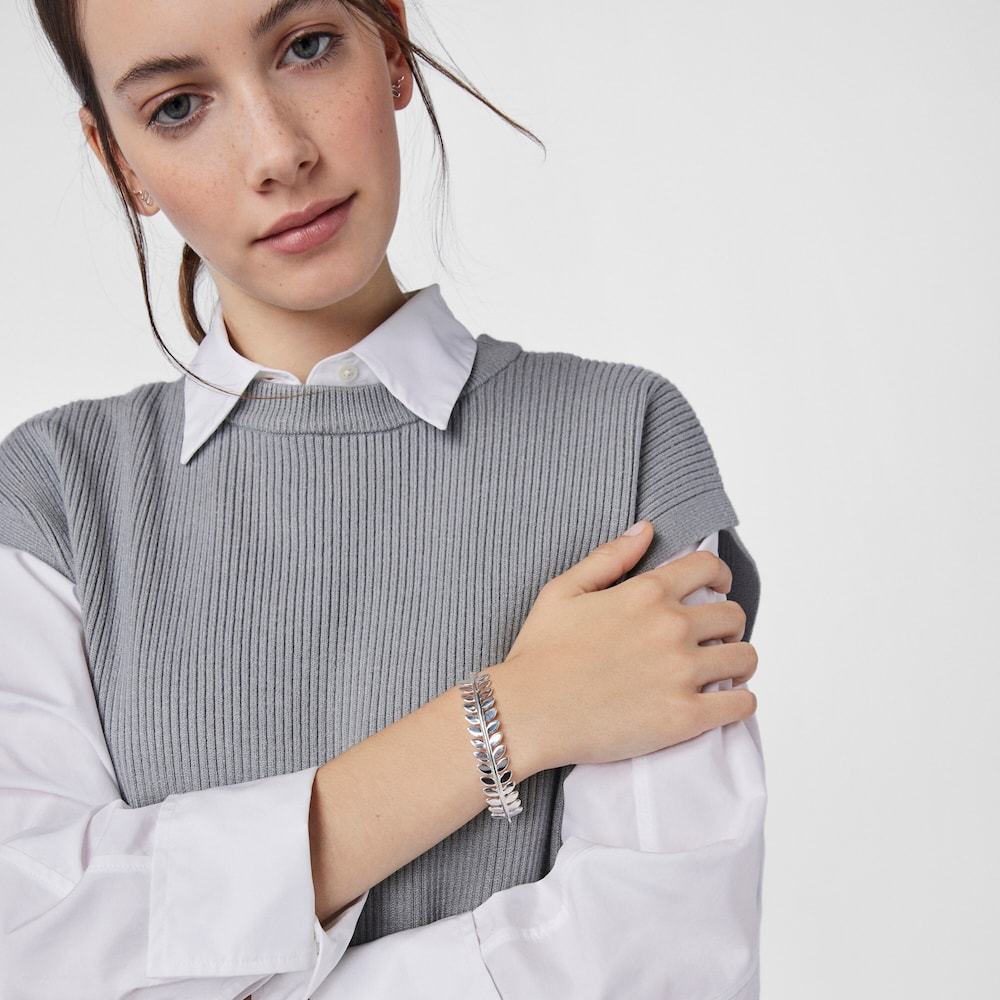 Pulsera Fragile Nature laurel de plata
