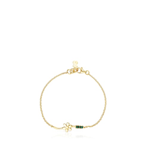 Pulseira Fragile Nature flor em Prata vermeil e Malaquite