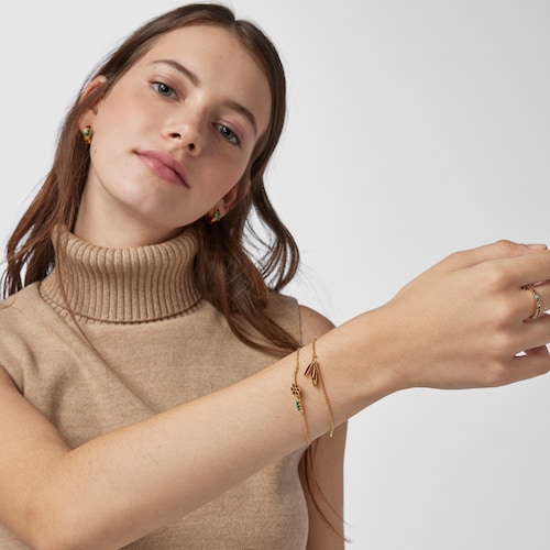 Pulseira Fragile Nature flor em Prata vermeil e Malaquite