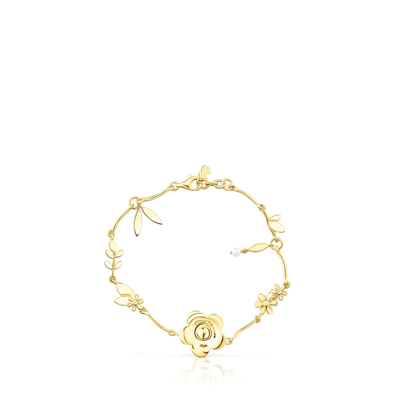 18K gold vermeil Fragile Nature flowers Bracelet with Pearl