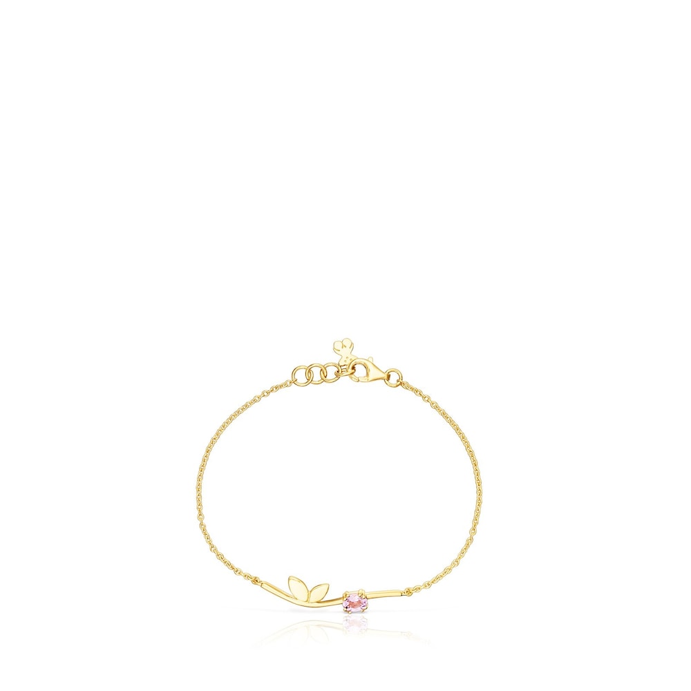 18K gold vermeil Fragile Nature leaves Bracelet with Amethyst