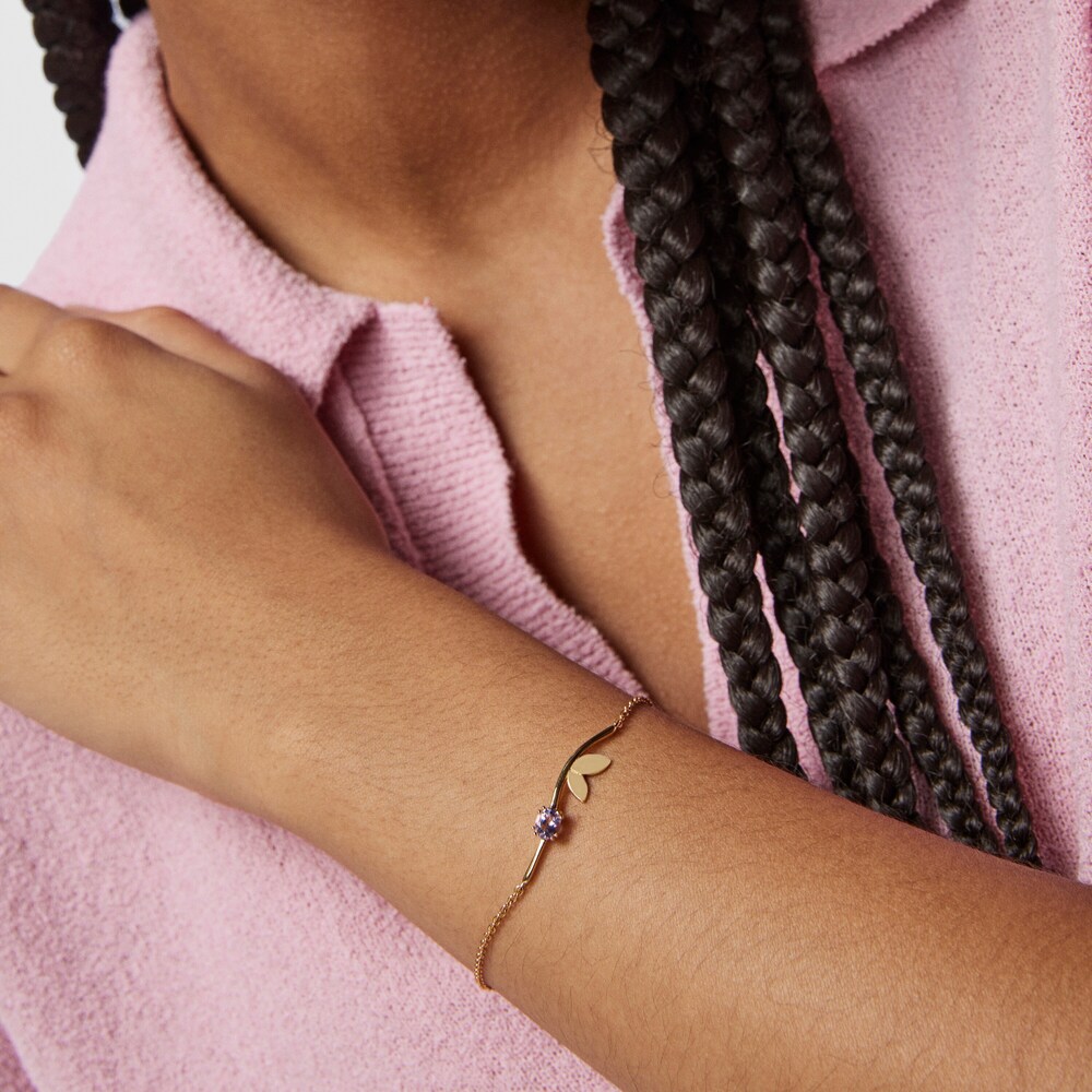 18K gold vermeil Fragile Nature leaves Bracelet with Amethyst