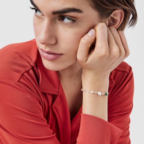 Silver Fragile Nature Bracelet with Gemstones