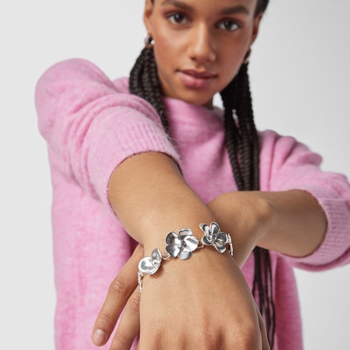 Silver Fragile Nature flowers Bracelet