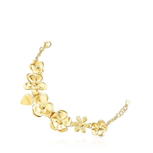 Pulsera flores con ba&ntilde;o de oro 18 kt sobre plata Fragile Nature