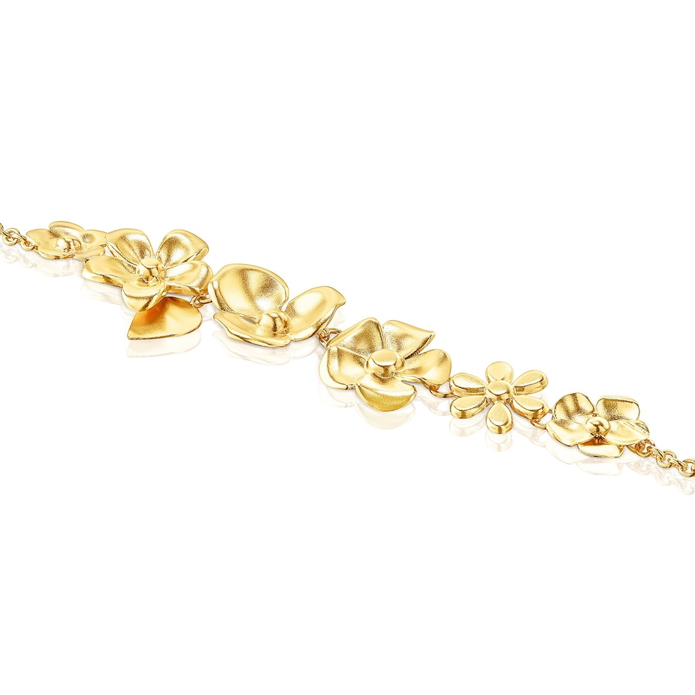 18K gold vermeil Fragile Nature flowers Bracelet