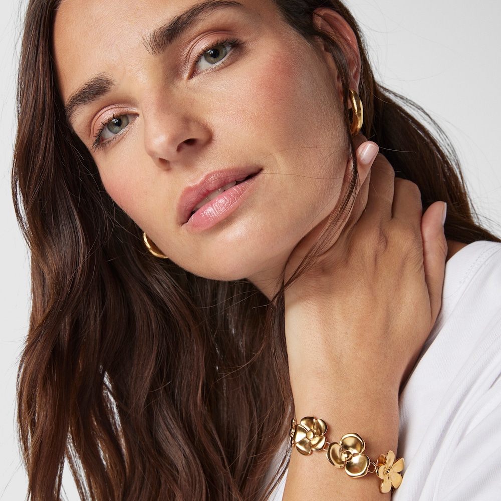 18K gold vermeil Fragile Nature flowers Bracelet