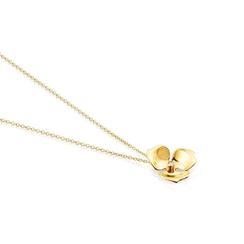 Colar Fragile Nature flor em Ouro e Diamante