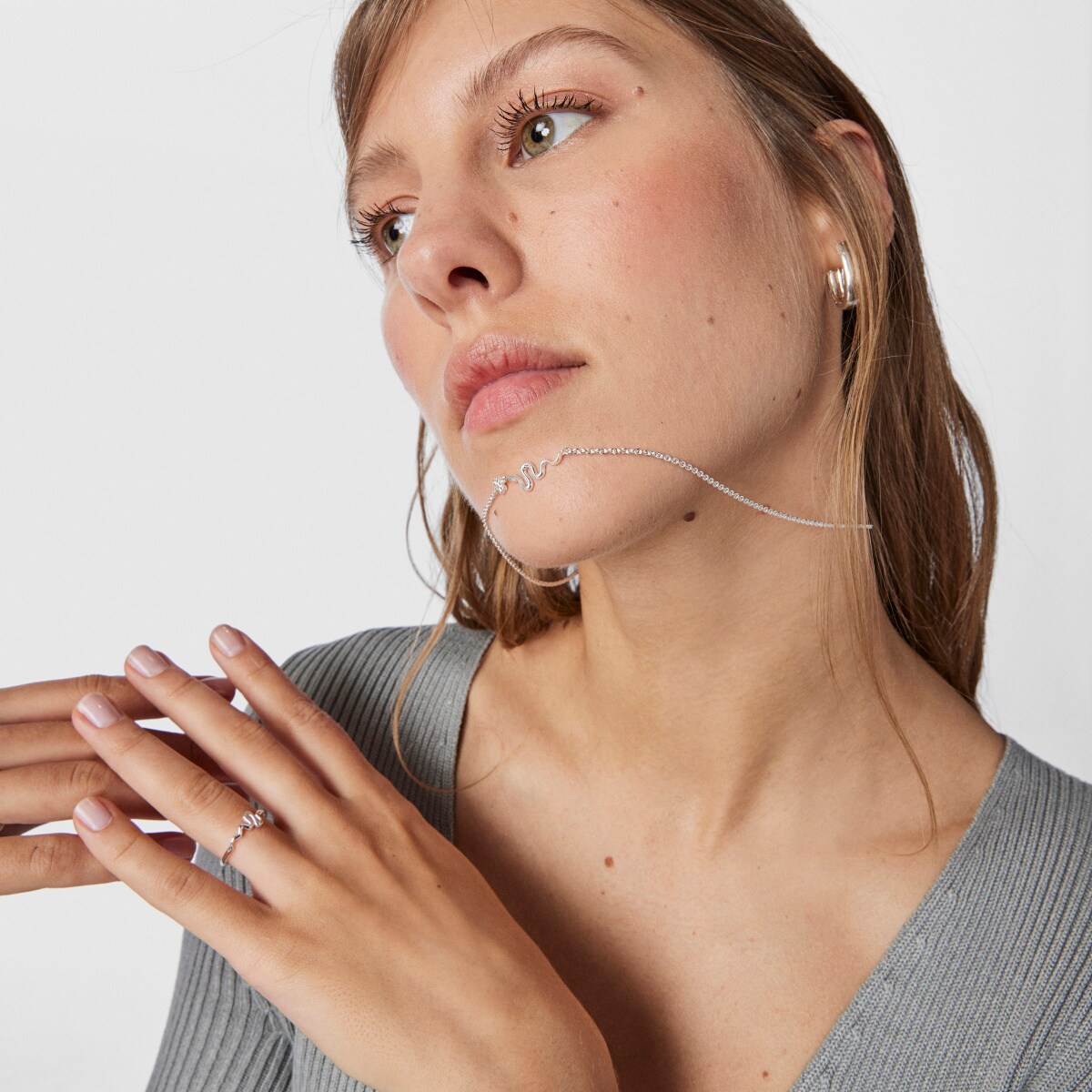 Silver Fragile Nature snake Necklace