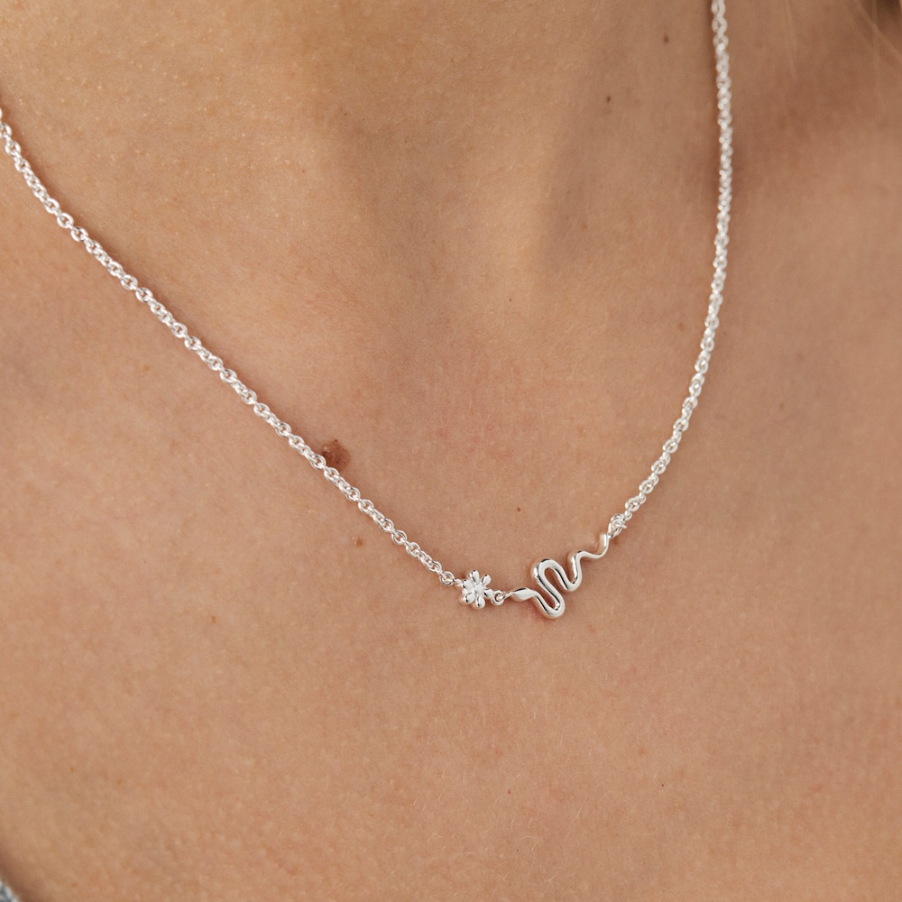 Colar Fragile Nature serpente em Prata