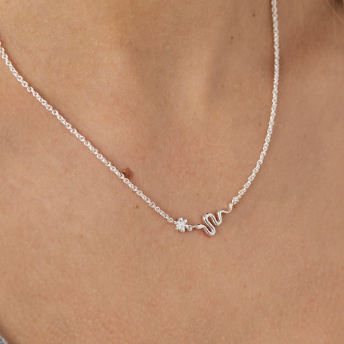 Silver Fragile Nature snake Necklace