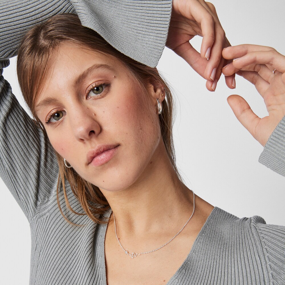 Colar Fragile Nature serpente em Prata