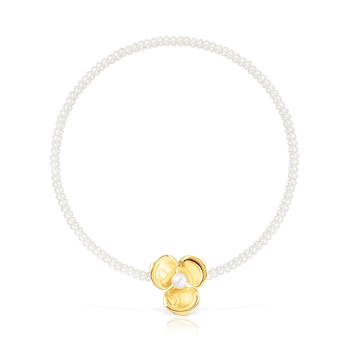 Pearl Fragile Nature Necklace with Silver Vermeil image number 0
