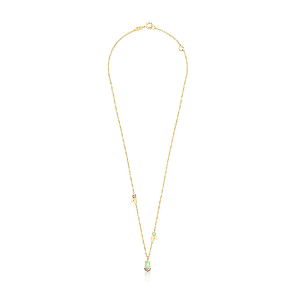 Colar Fragile Nature em Prata vermeil e Pedras preciosas